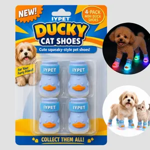IYPET Light-Up Duck Dog Shoes – Waterproof Silicone Pet Boots for Small Dogs, 4PCS