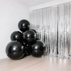 4-Pack Orbz Mylar Foil Balloons, 39" Metallic Black Large Round Sphere Helium or Air-Filled Party Decorations