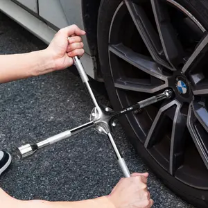 Automotive 18-inch Lug Wrench,Universal Heavy Duty Non-Slip 4-Way Cross Tire Wrench,High Quality Alloy Steel