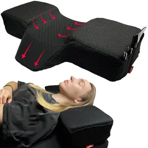 Lash Pillow for Eyelash Extensions - Curved Memory Foam Bed Pillow, Ergonomic Head Rest with Neck Support, Side Pockets for Tools, Fits Lash Beds for Tech
