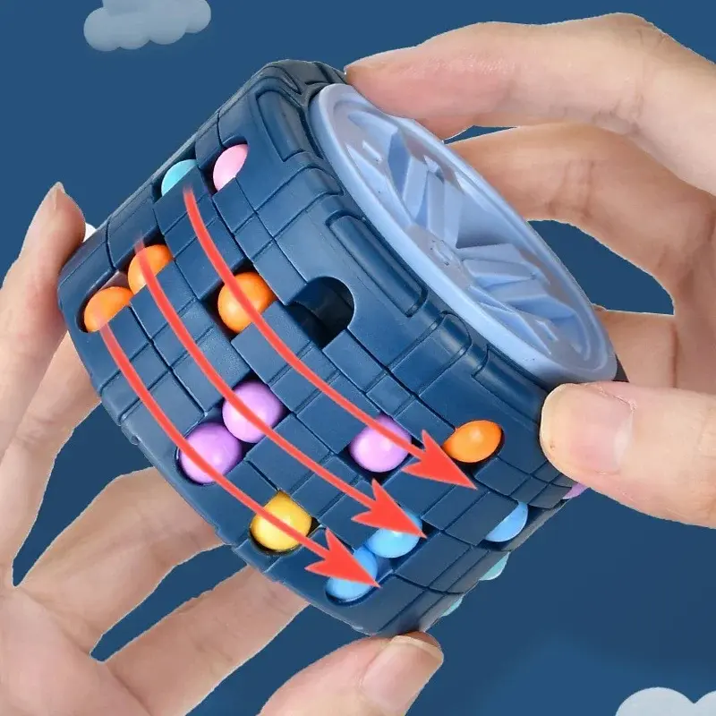 3D Cylinder Cube Toy Magical Bean Rotate Slide Puzzle Games Relieve Stress Children Educational Montessori Infant Toys Gift