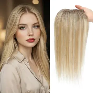 Vasilia Hair Topper for Woman Piano Color Short Remy Human Hair Toppers Human Hair Toppers for Thin Hair Remy Hair Topper 10inch Hair Pieces for Women for Wide parting&hairloss&Cover grayhair &Thinning Mother's Day 2026 New Year gifts