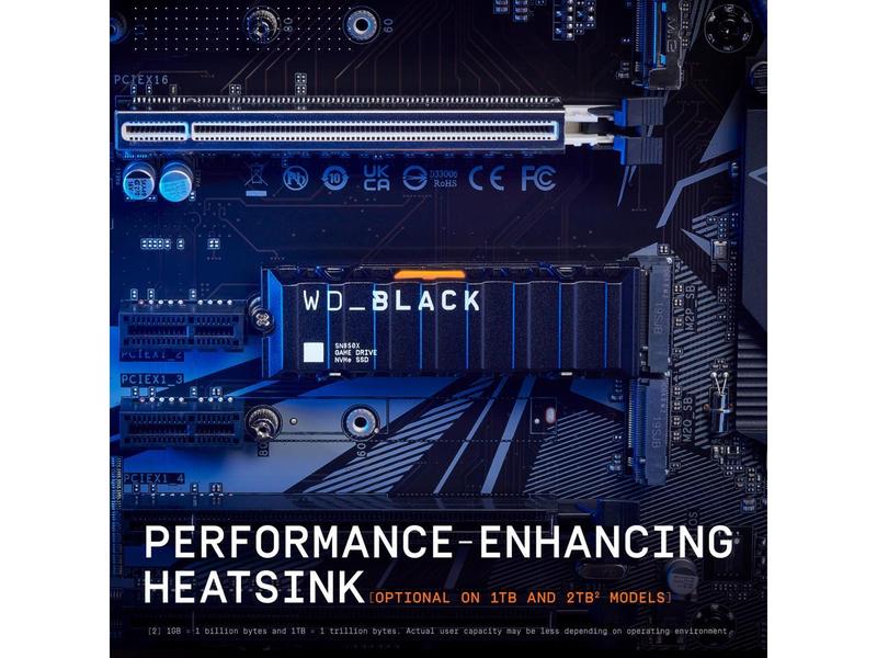 WD_BLACK 2TB SN850X NVMe Internal Gaming SSD Solid State Drive with Heatsink - Works with Playstation 5, Gen4 PCIe, M.2 2280, Up to 7,300 MB/s - WDS200T2XHE