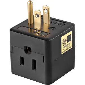 3 Outlet Wall Adapter UL Listed 3 Outlet Power Cube Tap, 3-Prong Outlet Splitter, Multi Plug Outlet Grounded Indoor, 3 Way Plug Adapter, Outlet Extender for Home or Travel (Black, 1 Pack)