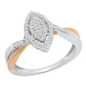 Dazzlingrock Collection 0.20 Carat (ctw) 10K Two Tone Round White Diamond Ladies Cluster Engagement Ring 1/5 CT, Size 6
