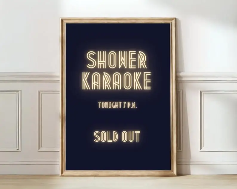 Shower Karaoke Bathroom Decor Restroom Art Karaoke Poster Wall Art For Men Masculine