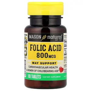 Mason Natural Folic Acid, 800 mcg, 100 Tablets
