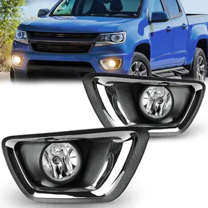 Nilight Fog Light Assembly Compatible with 2015 2016 2017 2018 2019 2020 Chevy Colorado Driving Bumper Fog Lamps with 12V 24W 5202 Bulbs Clear Lens Black& Chrome Bezel