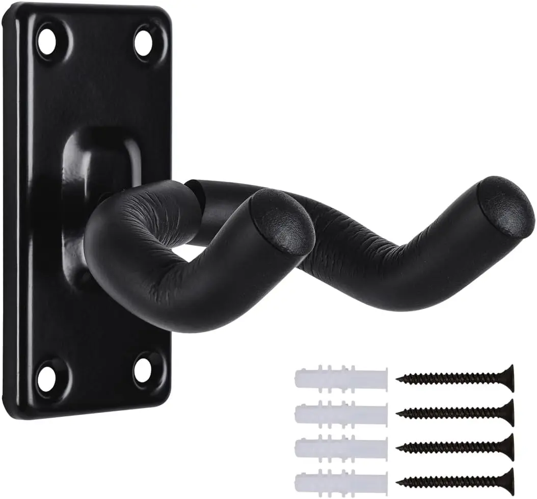 Guitar Wall Mount Hangers Hook Holder Stand (1Pack-Black