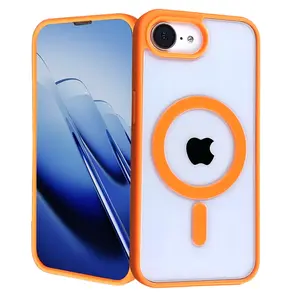 Luxury Transparent Orange Anti Drop Magnetic Phone Case for iPhone 16E 17E