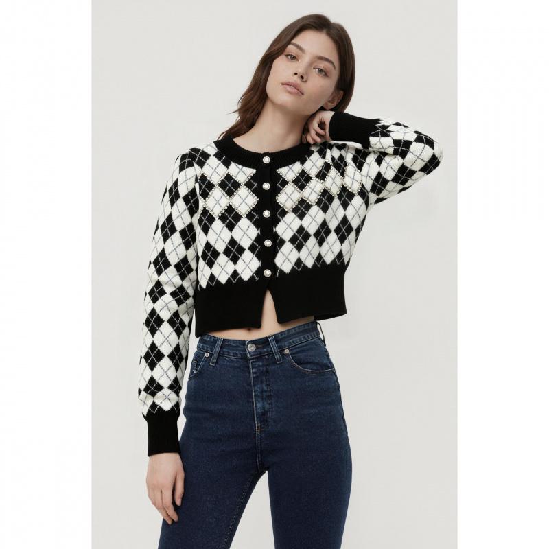 【Exclusive for fans】【A】Checkerboard Diamond Sweater Women Winter Warm Loose Oversized Knitted Pullover 2024 New Fashion Casual Streetwear Female Tops