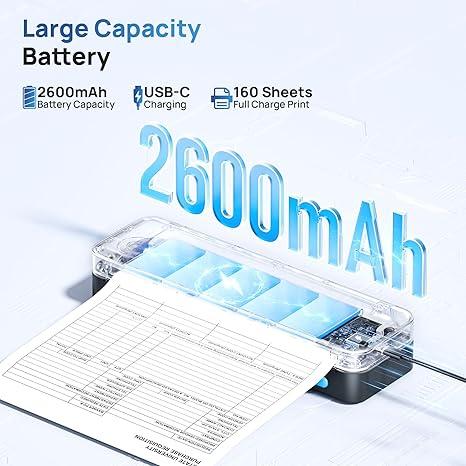 Portable Printers Wireless, D820 Thermal Inkless Printer Support Sizes from 8.5" x 11" to 2" Width, AI Printer, Suitable for Smartphone & PC, Bluetooth Printers for Travel, Home Use Fathersdaygift