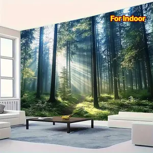 1pc Extra Large Forest Landscape Tapestry - Vibrant Sunlit Canopy Design, 100% Brushed Polyester, Horizontal Woven Wall Hanging for Bedroom & Living Room Decor, Indoor Use, Forest Decor