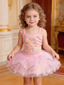 Pink Sequin Ballet Tutu Dress for Girls Sparkly Sleeveless Dance Costume