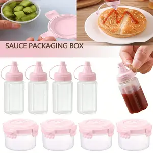 8-Piece Mini Condiment Set, Salad Dressing Container, Small Transparent Ketchup Squeeze Bottle, Kitchenware, Ideal for School Outdoor Bbqs
