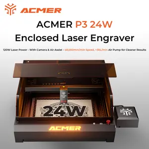 ACMER P3 24W Diode Enclosed Laser Engraver,Integrated housing, built-in camera module and air assist, 48000mm/s speed, suitable for laser engraving of wood/acrylic/leather/anodized aluminum.