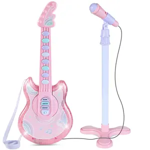 Best Choice Products 19in Kids Flash Guitar, Pretend Play Musical Instrument Toy for Toddlers w/ Mic, Stand - Soft Pink Best Choice Products 19in Kids Flash Guitar, Pretend Play Musical Instrument Toy for Toddlers w/ Mic, Stand - Soft Pink