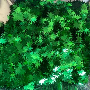 Green herb leaf sequins