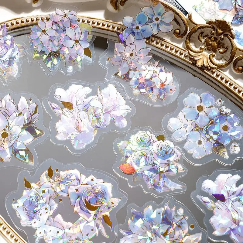 20pcs/pack Flower Pattern Sticker, Multi-purpose Decorative Floral Stickers For DIY & Craft Projects