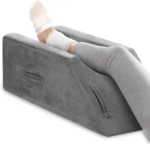 Leg Elevation Pillow for Leg/Knee Surgery Recovery, Memory Foam Leg Pillow with Velvet Washable Cover, Small Grey
