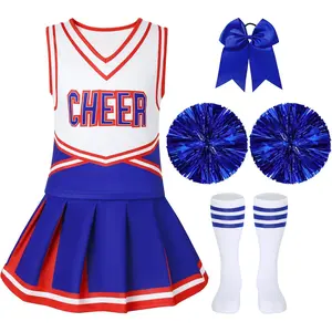 X-CPA06   Cheerleader Outfit For Girls Halloween Costume For Kids 5-12 Years Cheer Uniform Set Fancy Dress For Party Birthday