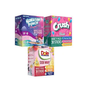 Bundle of 3 Zero Sugar Variety Pack 30 Sticks per Box - Hawaiian Punch Magic Mix, Crush Slush, & Dole Whip