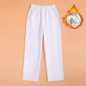 Children's White Sweatpants Straight Leg Elastic Waist Boys and Girls Performance Costume All-Season