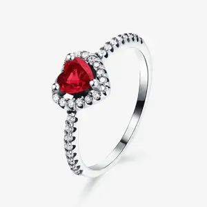 Amour Heart Halo Ring (Ruby)