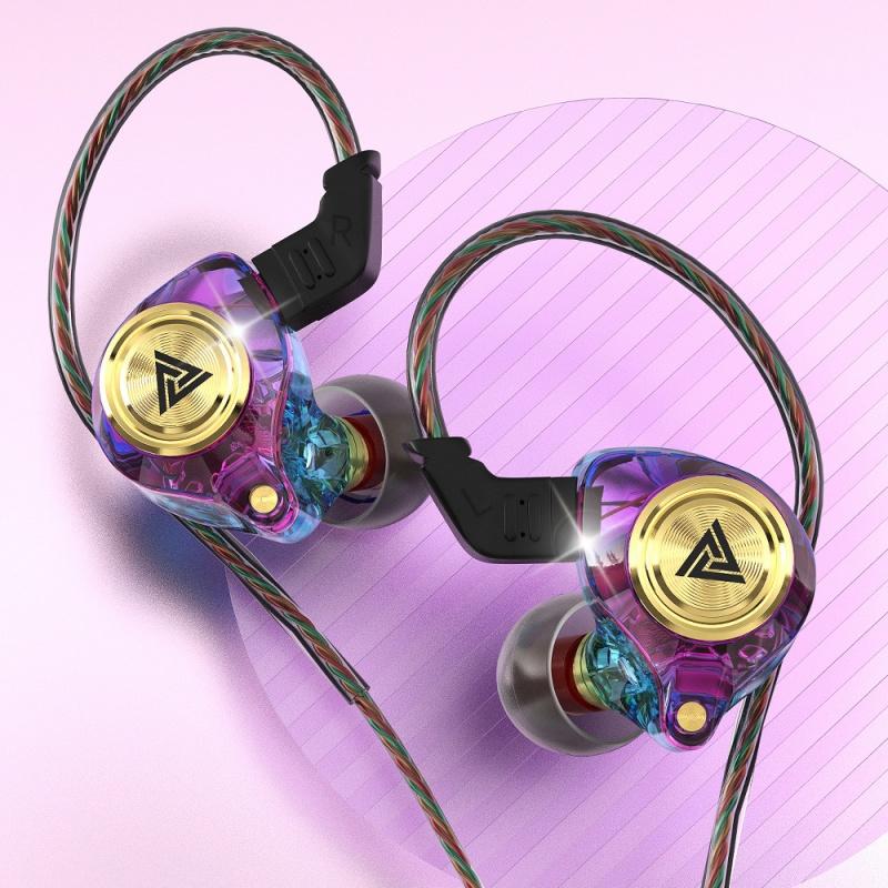 Wired Gaming Earbuds, QKZ Ak3 in Ear Monitors with MIC, Deep Bass Sound Wired Earbuds, HiFi in Ear Headphones with 1DD 3.5mm Dynamic Driver, IEM for Music Gaming Video Calling (Black/Clear/Purple/Green)