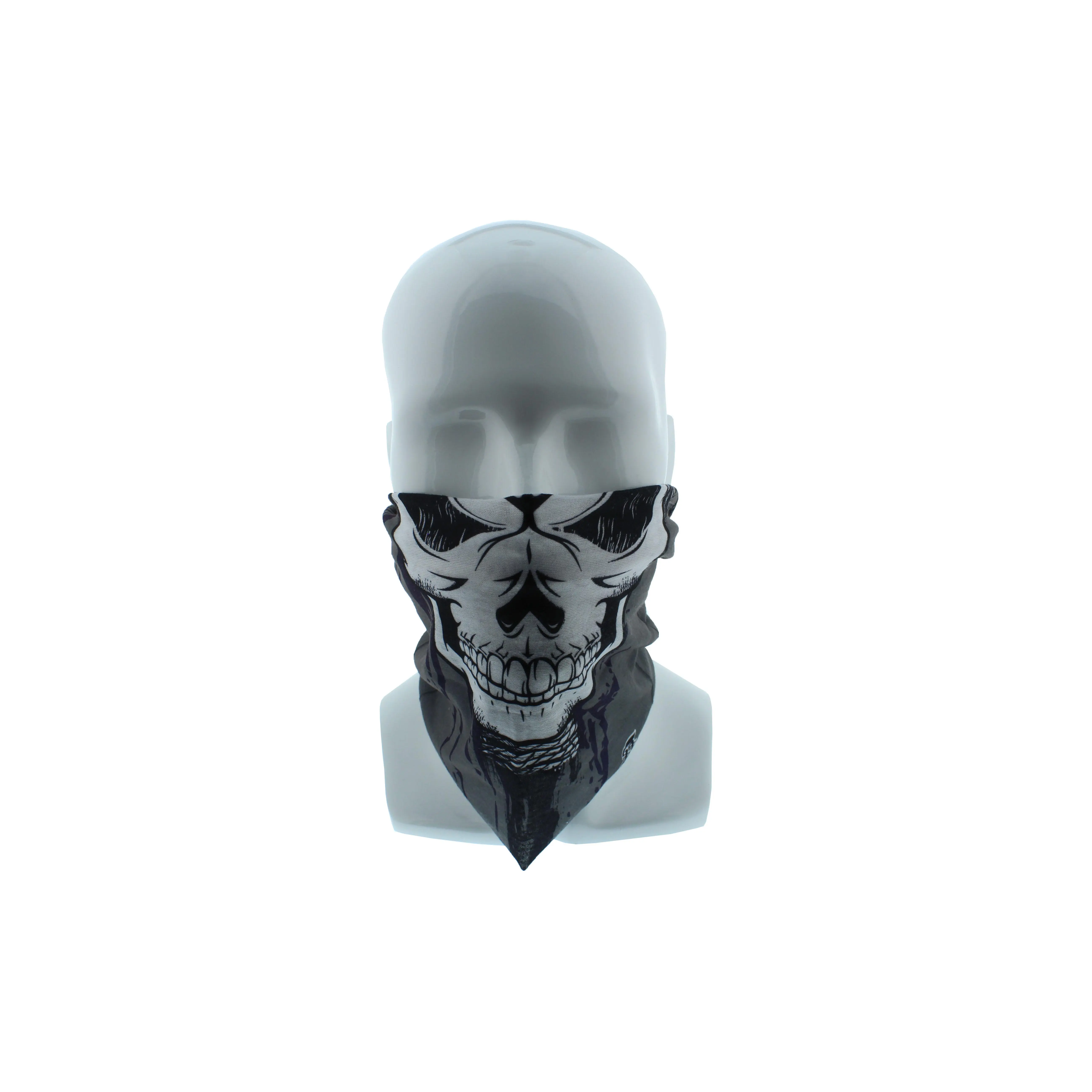 Purple and Black Skull Black Seamless Wide Tube Bandana Balaclava Face Mask