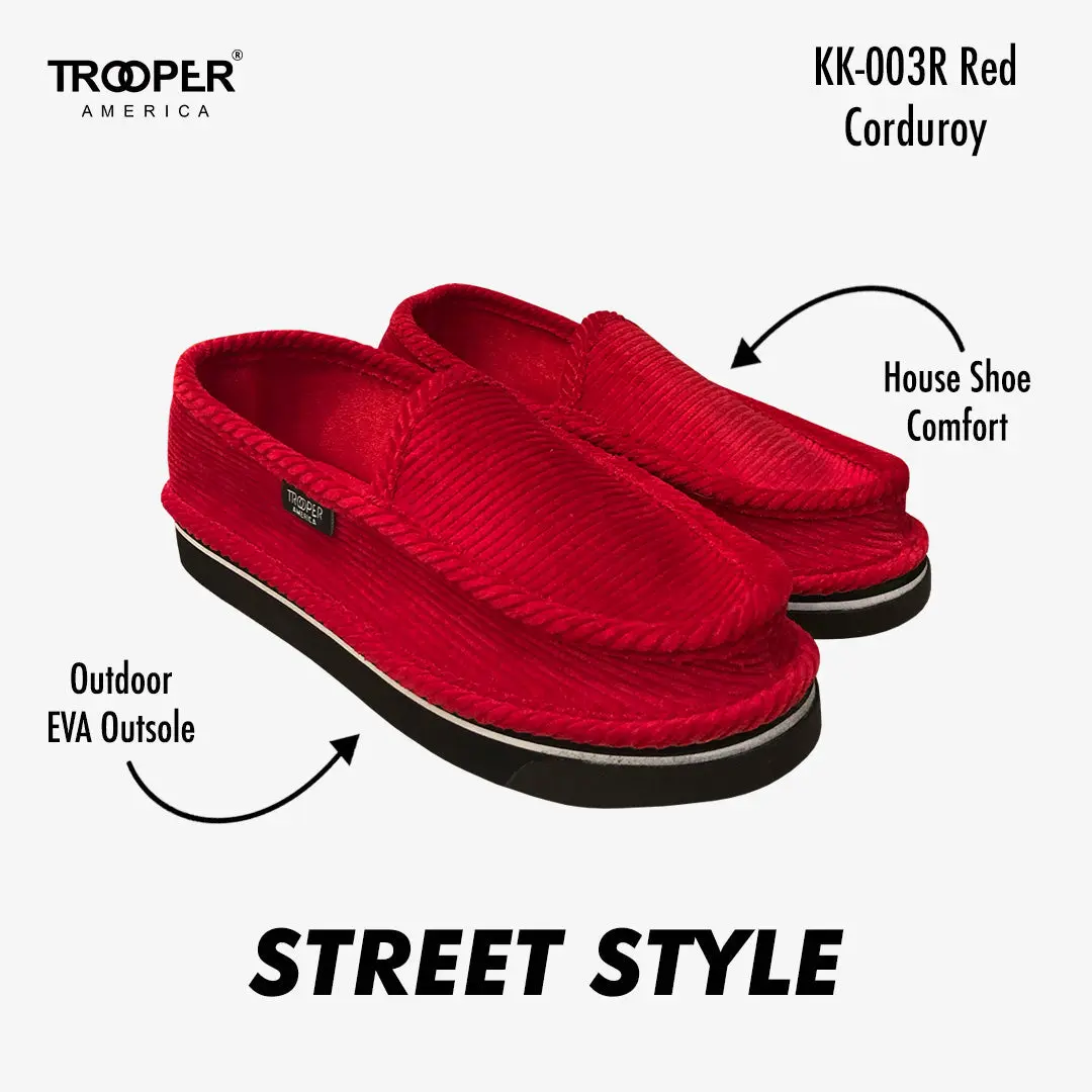 KK-003R Red Corduroy Street Style - Southern California SKATEBOARDING SLIP-ON SHOE 🌴🛹🤙