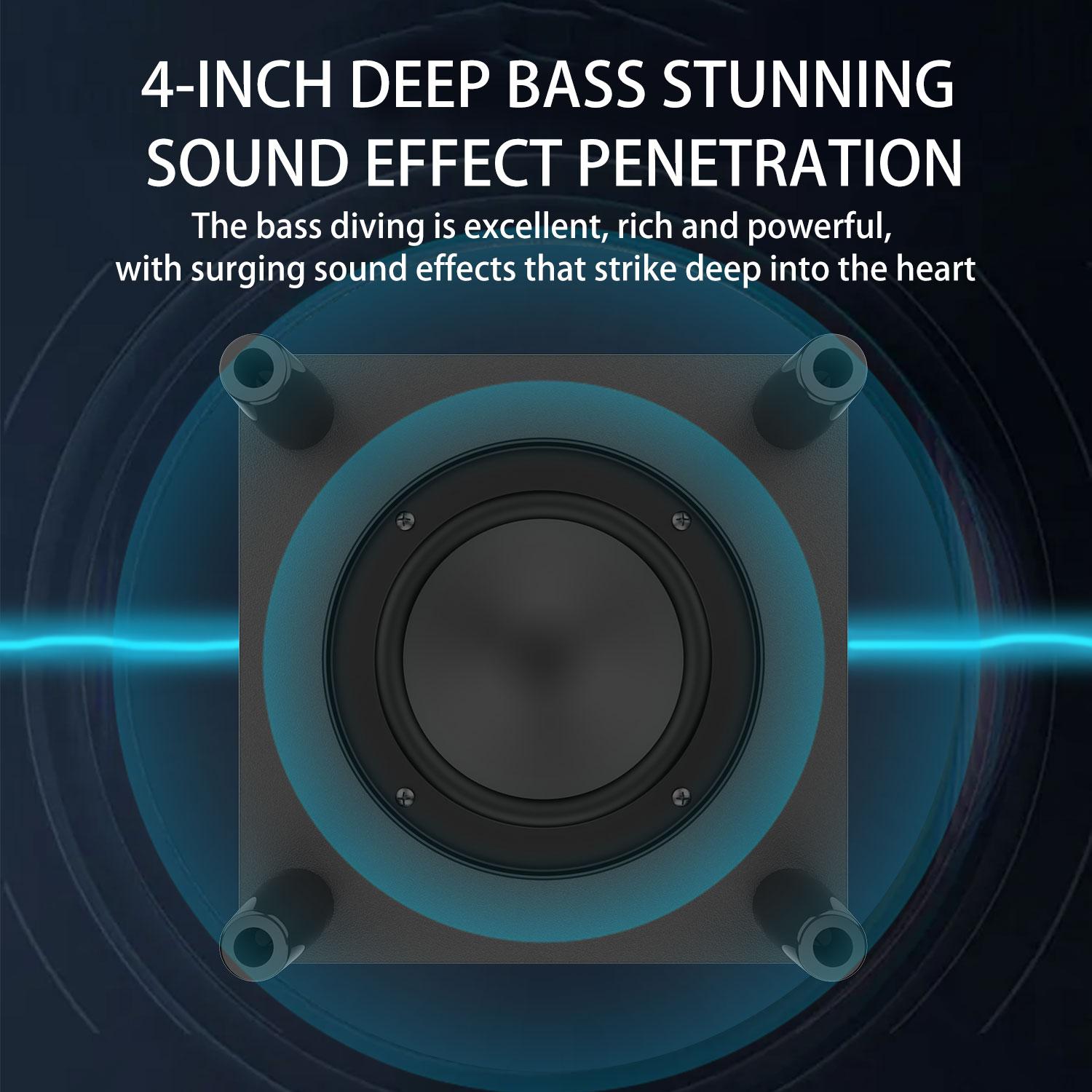 Bluetooth Soundbar With RGB Subwoofer,Heavy Bas  2.1Suround Sound System, Vertical TV speaker, Home Theater Stereo, Bluetooth 5.0, RCA/AUX(/USB/HD(ARC)/Optical Connection