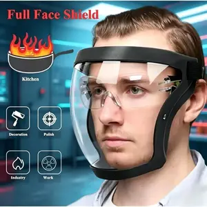 Transparent Visor Adjustable Full-Face Protective Shield Durable Plastic Safety Mask Heat & Impact Resistant for Work Kitchen Outdoor Use with Easy Drawstring Closure