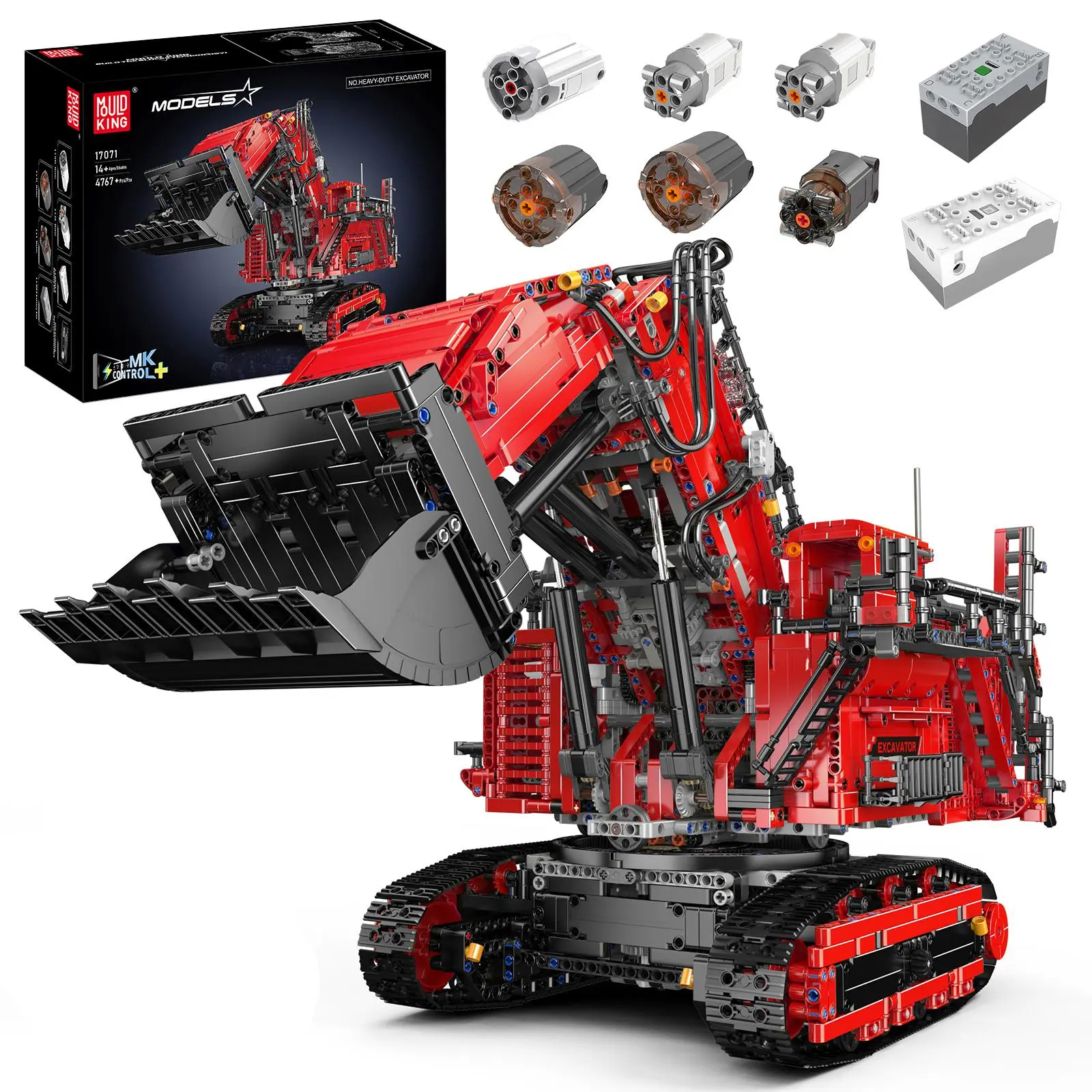 Mould King 17071 Excavator Red Bulldozer Engineering Building Block App Control Kid Adult Toy 4767 Pcs summerwins