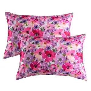 Floral Print Satin Pillowcase without Filler, 2 Counts/set Envelope Closure Pillowcase, Soft Comfortable Pillow Cover for Home Bedroom