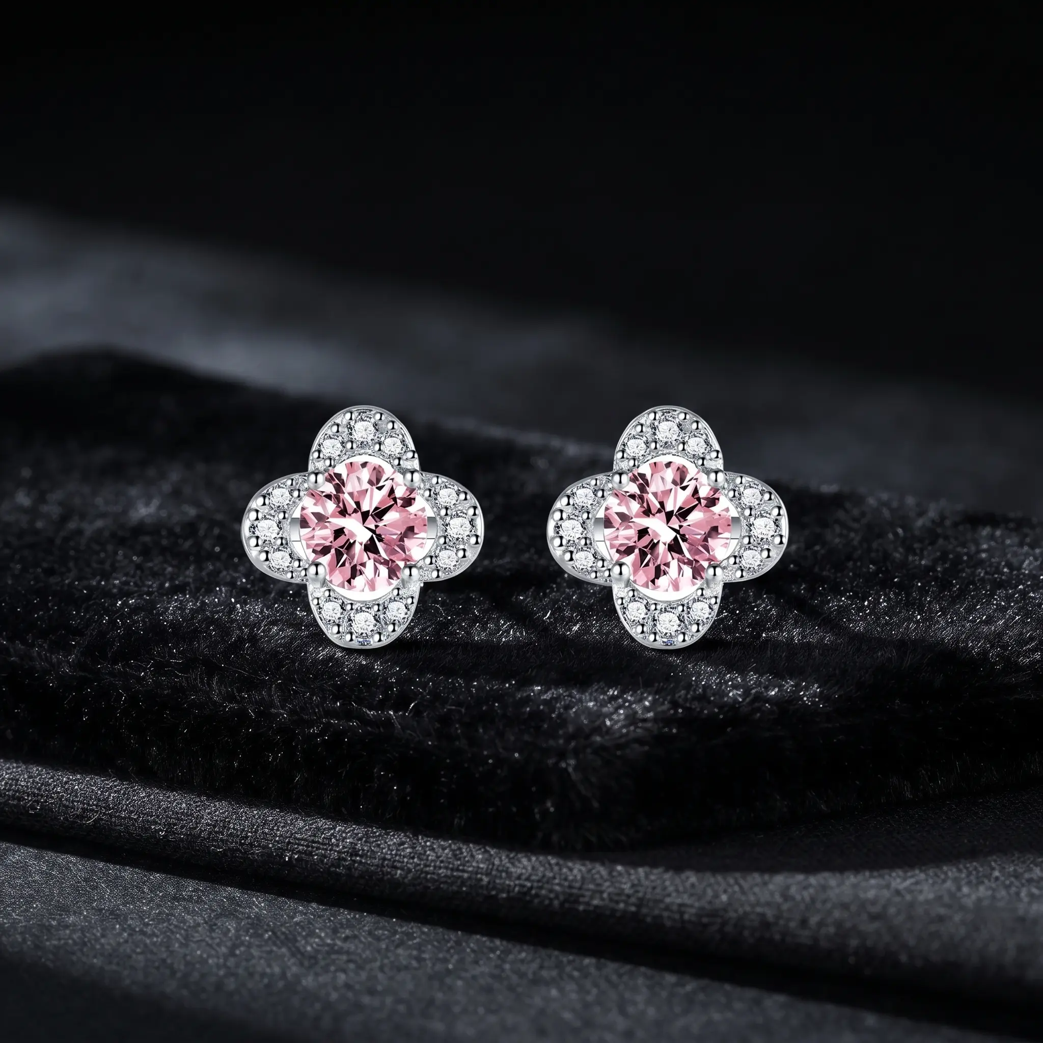 Women's 4-Petal Artificial Gemstone Earrings, Fashion Jewelry Accessories (Buy 1 Offer)