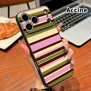 Striped Color Symphony Pattern Straight Edge Phone Case for iPhone 17 16 Pro Max 15 Plus 14 13 12 11 Air XR E XS Plus Shockproof Full Camera Protection Durable Slim Silicone Cover