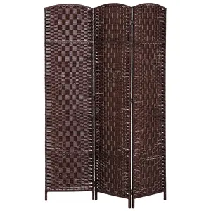 Classic brown paper rope diamond weave freestanding privacy partition combines decorative artistic handcrafted look and functional space dividing effect matching diverse rustic modern home decor styles