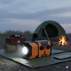 Solar Crank Emergency Radio: AM/FM & NOAA Weather Alert, 2000mAh Power Bank, Flashlight, SOS Alarm. Water-Resistant & Shockproof for Outdoor Camping, Survival Gear, and Home Emergency Preparedness Kit.