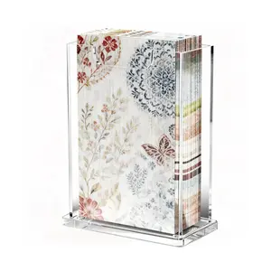 Acrylic Napkin Holder Transparent Vertical Guest Towel Dispenser, 4mm Thick Waterproof Stackable Hand Towel Box for Bathroom Kitchen Table Home Hotel, Modern Gift