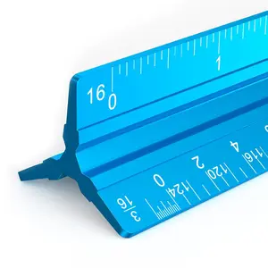 Architectural Scale Ruler: 12" Imperial Aluminum Alloy Metal Architecture Measuring Tools, Engineering Drafting Construction Drawing Blueprints Triangular Architect Scaling Rulers 12 Inches