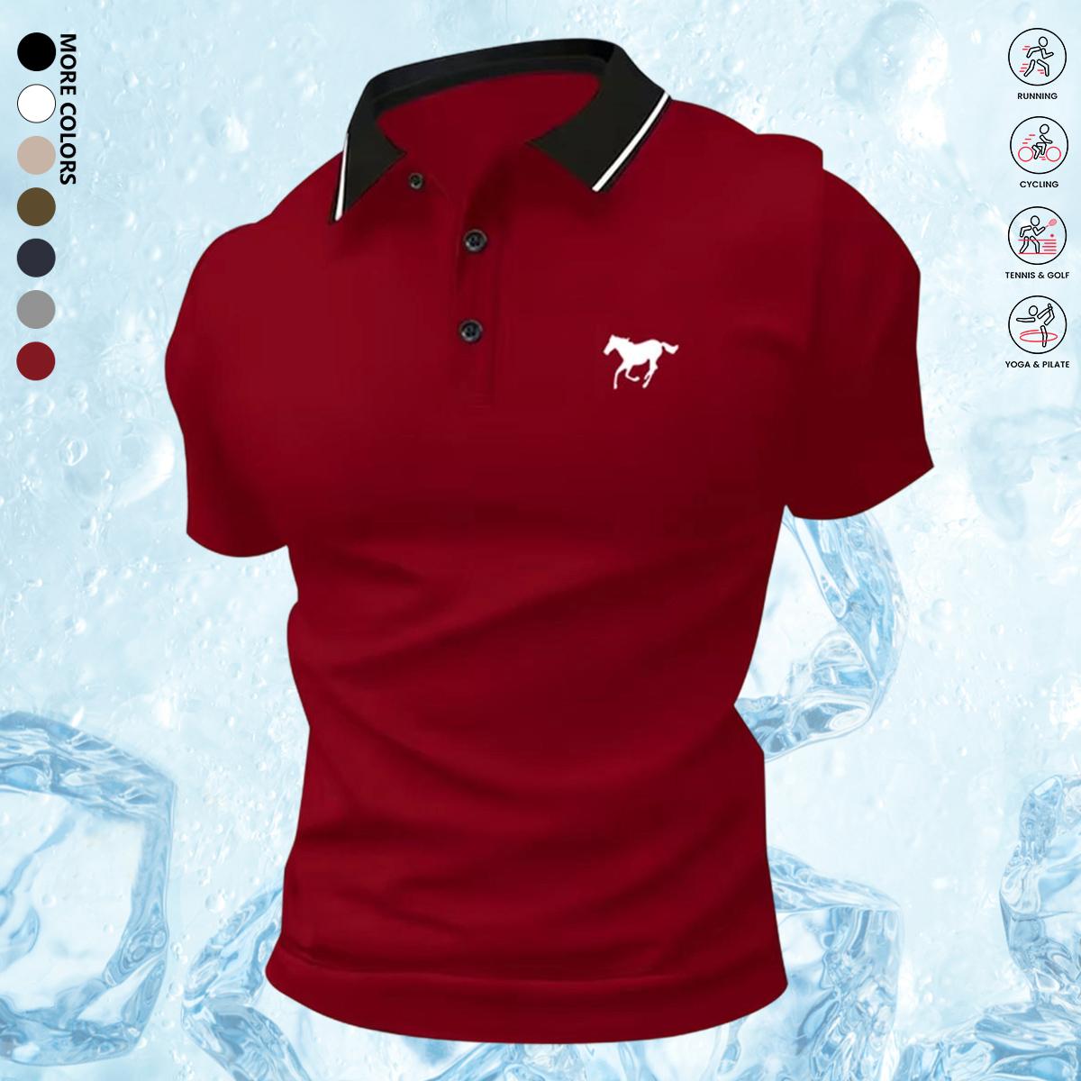 Business Casual Men's Polo Shirt, Classic Solid Shortsleeve Top, Comfortable Button-Up Menswear, Button-Up Fabric