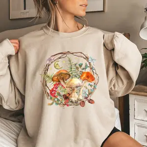 Moon, Moth And Mushrooms, Nature, Forest, Cottage Sweatshirt