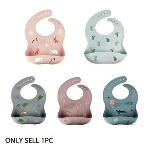 Children Silicone Bib Waterproof Anti-Stain Easy Clean Suitable for Boys Girls, Baby Feeding Apron, 1 Piece Pack