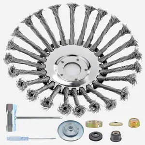 8 Inch Indestructible Steel Wire Trimmer Head w/Adapter Kit - Weed Eater Head for Weed, Moss, Grass, Rust Removal on Lawn, Patio, Driveway