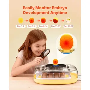 fathersdaygift VEVOR 24 Egg Incubator, Automatic Egg Turner with LED Candler, Temperature Humidity Control, 360 View Clear Window, Auto Water Refill, Poultry Eggs Incubators for Hatching Chicks Ducks Goose Quail