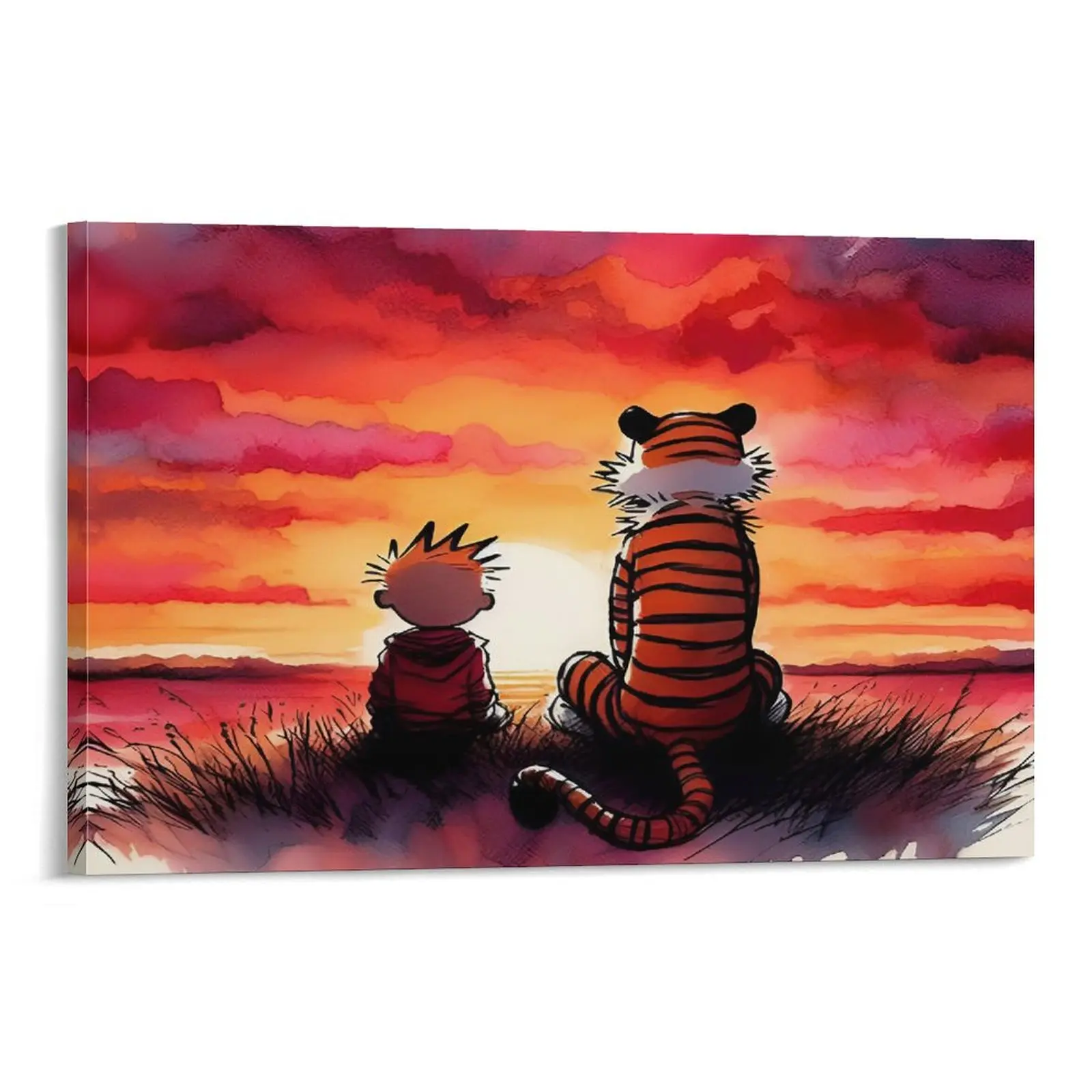 Funny Calvin Hobbes Adventures in Imagination Canvas Poster - Sunset Dream Art for Living Room & Bedroom Canvas Poster Bedroom Decor Sports Landscape Office Room Decor Gift Frames Ornaments Wall Artistic