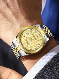 New Men's Quartz Watch, Automatic Date Display, Waterproof Stainless Steel Band, Fashion Dial, Business Casual Sports Watch, Best Gift for Gentlemen