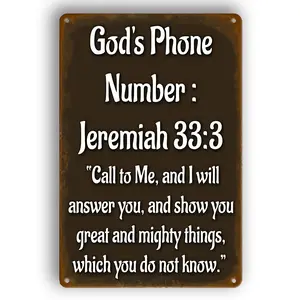 Gods Phone Number Jeremiah Sign 8x12 Inch Religious Wall Decor Bible Verse Art Weathered Finish Inspirational Gift for Home Office Church Bold Scripture Plaque