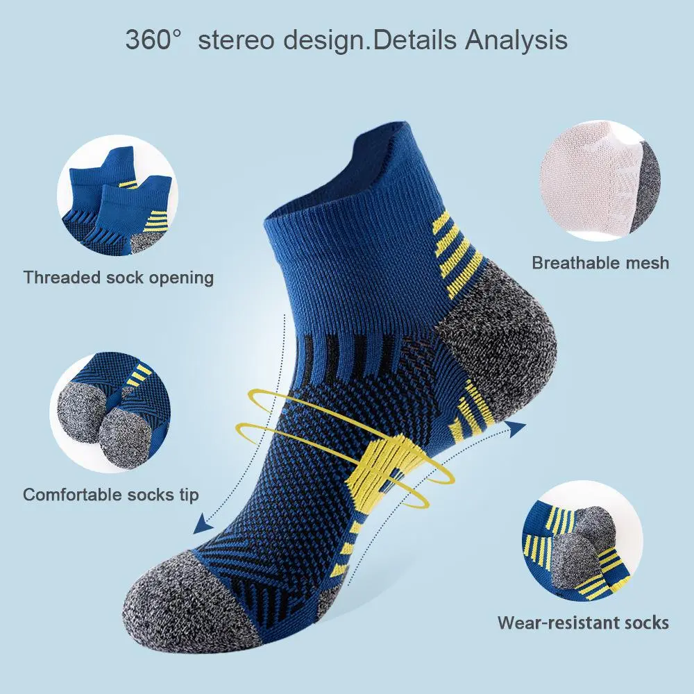 Socks men's short socks, sweat absorbing and breathable towel bottom, men's short tube sports socks, thick running and outdoor hiking socks